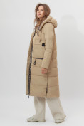 Оптом Пальто утепленное двухстороннее женское бежевого цвета 112272B в Екатеринбурге, фото 2