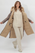 Оптом Пальто утепленное двухстороннее женское бежевого цвета 112272B в Екатеринбурге, фото 5