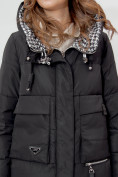 Оптом Пальто утепленное двухстороннее женское черного цвета 112272Ch в Екатеринбурге, фото 14