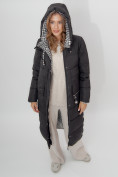 Оптом Пальто утепленное двухстороннее женское черного цвета 112272Ch в Екатеринбурге, фото 12