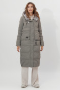 Оптом Пальто утепленное двухстороннее женское цвета хаки 112272Kh в Екатеринбурге