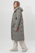Оптом Пальто утепленное двухстороннее женское цвета хаки 112272Kh в Екатеринбурге, фото 3