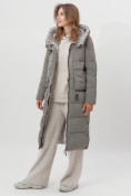 Оптом Пальто утепленное двухстороннее женское цвета хаки 112272Kh в Екатеринбурге, фото 4