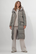 Оптом Пальто утепленное двухстороннее женское цвета хаки 112272Kh в Екатеринбурге, фото 11