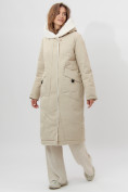 Оптом Пальто утепленное женское зимние бежевого цвета 112288B в Екатеринбурге