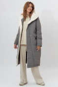 Оптом Пальто утепленное женское зимние серого цвета 112288Sr в Екатеринбурге, фото 7