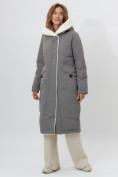 Оптом Пальто утепленное женское зимние серого цвета 112288Sr в Екатеринбурге