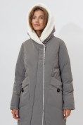 Оптом Пальто утепленное женское зимние серого цвета 112288Sr в Екатеринбурге, фото 12