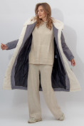 Оптом Пальто утепленное женское зимние серого цвета 112288Sr в Екатеринбурге, фото 5