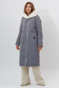 Оптом Пальто утепленное женское зимние серого цвета 112288Sr в Екатеринбурге, фото 8
