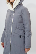 Оптом Пальто утепленное женское зимние серого цвета 112288Sr в Екатеринбурге, фото 11