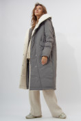 Оптом Пальто утепленное женское зимние серого цвета 112288Sr в Екатеринбурге, фото 4