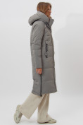 Оптом Пальто утепленное женское зимние бирюзового цвета 113135Br в Екатеринбурге, фото 3