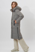 Оптом Пальто утепленное женское зимние бирюзового цвета 113135Br в Екатеринбурге, фото 4