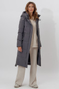 Оптом Пальто утепленное женское зимние темно-серого цвета 113135TC в Екатеринбурге, фото 12