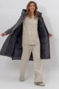 Оптом Пальто утепленное женское зимние темно-серого цвета 113135TC в Екатеринбурге, фото 10