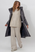 Оптом Пальто утепленное женское зимние темно-серого цвета 113135TC в Екатеринбурге, фото 19