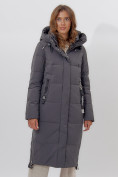 Оптом Пальто утепленное женское зимние темно-серого цвета 113135TC в Екатеринбурге, фото 5