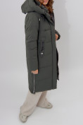 Оптом Пальто утепленное женское зимние темно-зеленого цвета 113135TZ в Екатеринбурге, фото 15