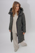 Оптом Пальто утепленное женское зимние темно-зеленого цвета 113135TZ в Екатеринбурге, фото 16