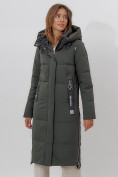 Оптом Пальто утепленное женское зимние темно-зеленого цвета 113135TZ в Екатеринбурге, фото 2