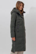 Оптом Пальто утепленное женское зимние темно-зеленого цвета 113135TZ в Екатеринбурге, фото 3