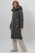 Оптом Пальто утепленное женское зимние темно-зеленого цвета 113135TZ в Екатеринбурге, фото 4