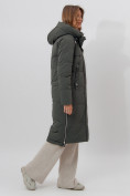 Оптом Пальто утепленное женское зимние темно-зеленого цвета 113135TZ в Екатеринбурге, фото 5