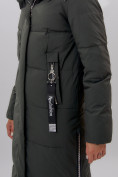 Оптом Пальто утепленное женское зимние темно-зеленого цвета 113135TZ в Екатеринбурге, фото 8