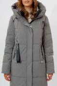 Оптом Пальто утепленное женское зимние бирюзового цвета 113151Br в Екатеринбурге, фото 5