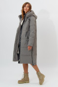 Оптом Пальто утепленное женское зимние бирюзового цвета 113151Br в Екатеринбурге, фото 15