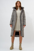 Оптом Пальто утепленное женское зимние бирюзового цвета 113151Br в Екатеринбурге, фото 13