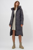 Оптом Пальто утепленное женское зимние темно-серого цвета 113151TC в Екатеринбурге, фото 13