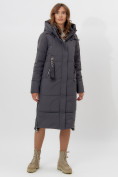 Оптом Пальто утепленное женское зимние темно-серого цвета 113151TC в Екатеринбурге
