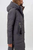 Оптом Пальто утепленное женское зимние темно-серого цвета 113151TC в Екатеринбурге, фото 6