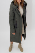 Оптом Пальто утепленное женское зимние темно-зеленого цвета 113151TZ в Екатеринбурге, фото 16