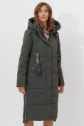Оптом Пальто утепленное женское зимние темно-зеленого цвета 113151TZ в Екатеринбурге, фото 5