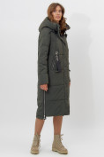 Оптом Пальто утепленное женское зимние темно-зеленого цвета 113151TZ в Екатеринбурге, фото 3