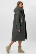 Оптом Пальто утепленное женское зимние темно-зеленого цвета 113151TZ в Екатеринбурге, фото 13