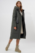 Оптом Пальто утепленное женское зимние темно-зеленого цвета 113151TZ в Екатеринбурге, фото 14