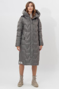Оптом Пальто утепленное женское зимние серого цвета 11373Sr в Екатеринбурге, фото 11