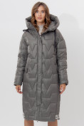 Оптом Пальто утепленное женское зимние серого цвета 11373Sr в Екатеринбурге, фото 12