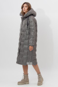 Оптом Пальто утепленное женское зимние серого цвета 11373Sr в Екатеринбурге, фото 14
