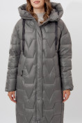 Оптом Пальто утепленное женское зимние серого цвета 11373Sr в Екатеринбурге, фото 15