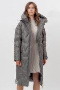 Оптом Пальто утепленное женское зимние серого цвета 11373Sr в Екатеринбурге, фото 2