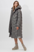 Оптом Пальто утепленное женское зимние серого цвета 11373Sr в Екатеринбурге, фото 3
