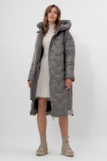 Оптом Пальто утепленное женское зимние серого цвета 11373Sr в Екатеринбурге, фото 7