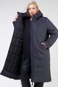 Оптом Куртка зимняя удлиненная женская темно-синего цвета 114-935_123TS в Перми, фото 10