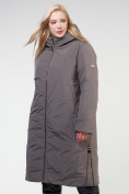 Оптом Куртка зимняя удлиненная женская коричневого цвета 114-935_48K в Екатеринбурге