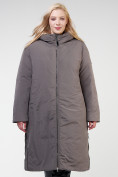 Оптом Куртка зимняя удлиненная женская коричневого цвета 114-935_48K, фото 3